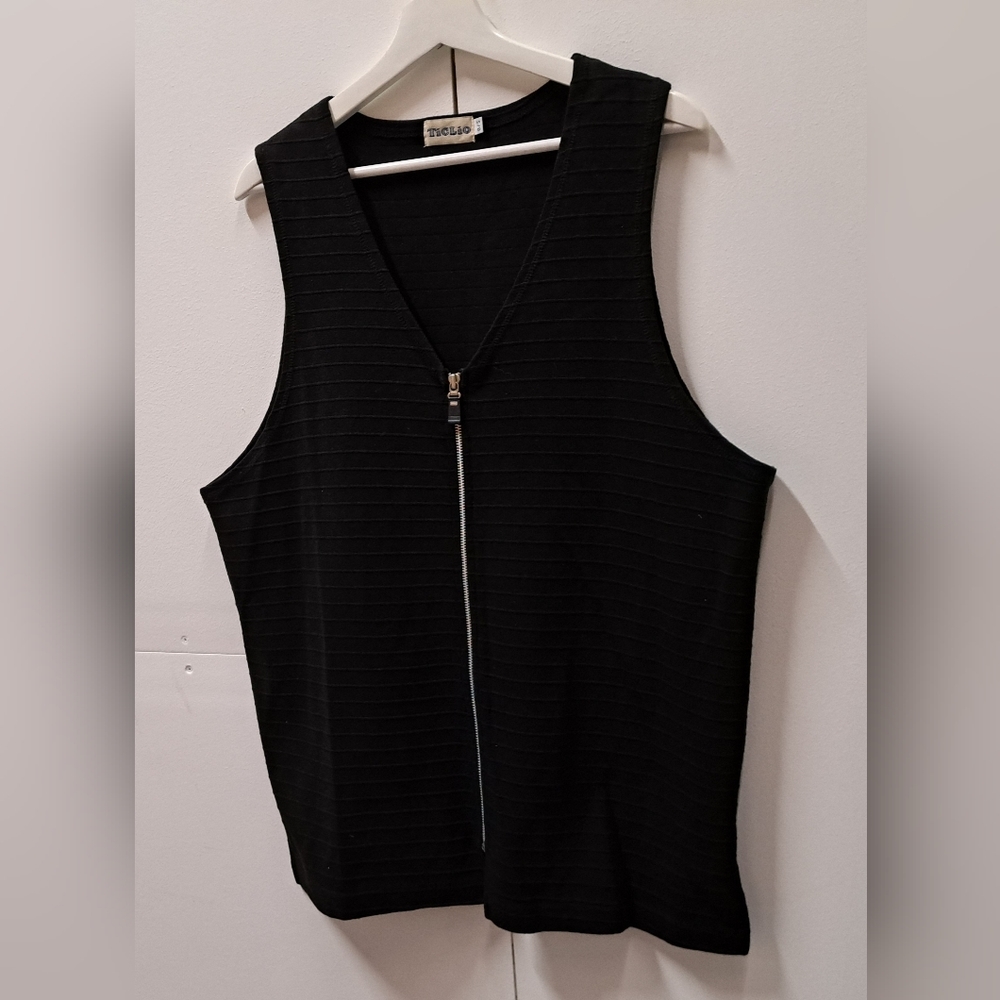 Vintage 80s 90s Women's Ticlio  Vest Jacket Black Full Zip Canada One Size OS - Picture 4 of 9
